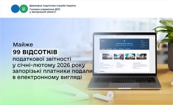 Електронні сервіси податкової служби: майже 99 відсотків звітності запорізькі платники подають онлайн
