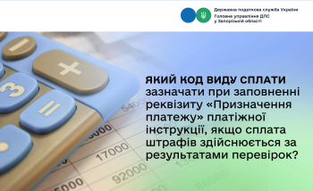 Який код виду сплати зазначати при заповненні реквізиту «Призначення платежу» платіжної інструкції, якщо сплата штрафів здійснюється за результатами перевірок?