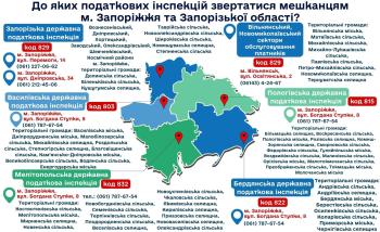 До яких податкових інспекцій звертатися мешканцям м.Запоріжжя та Запорізької області